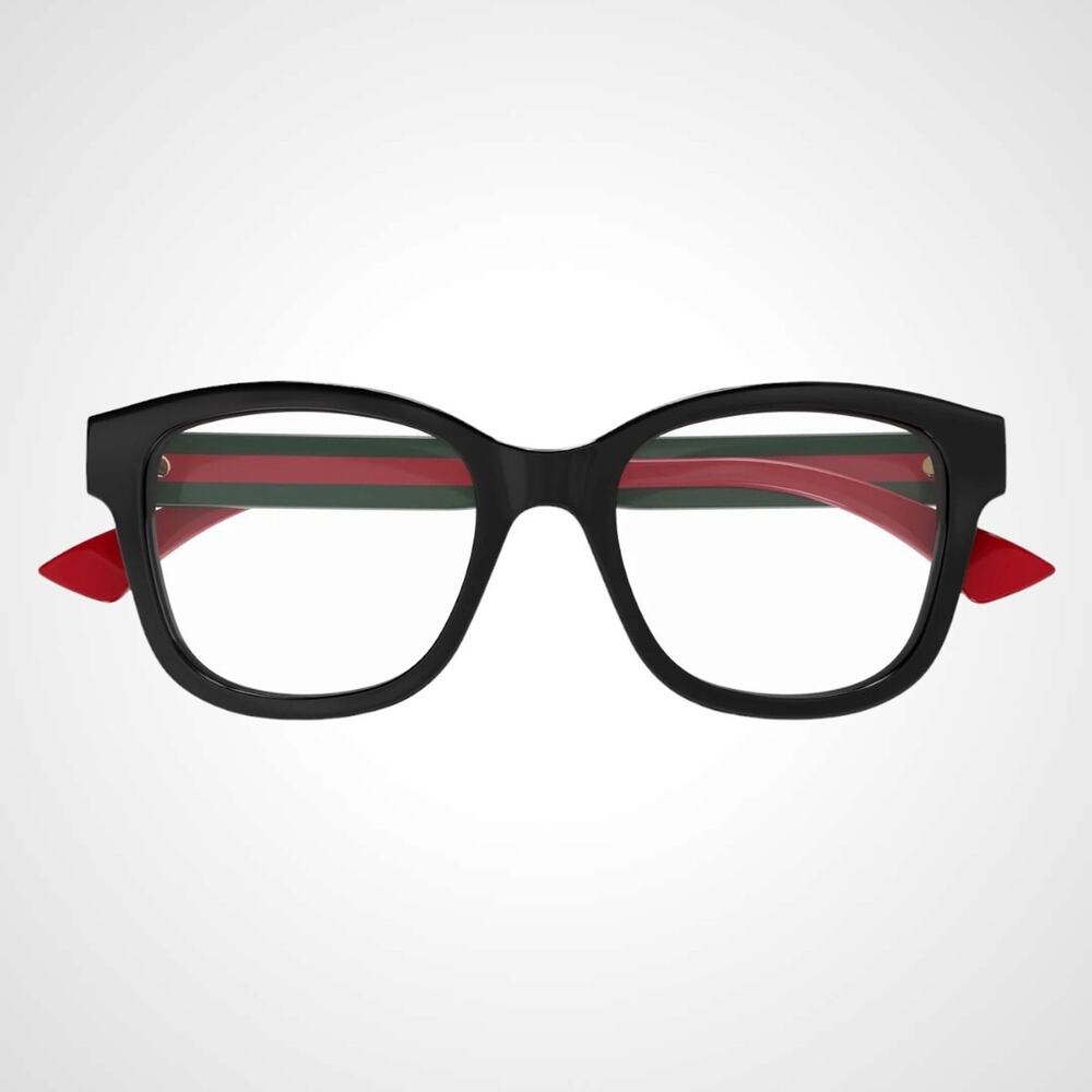 New GUCCI Eyeglasses 51-19mm Black Square Full Rim Red Green Arms Womens Rx-able - Picture 2 of 4